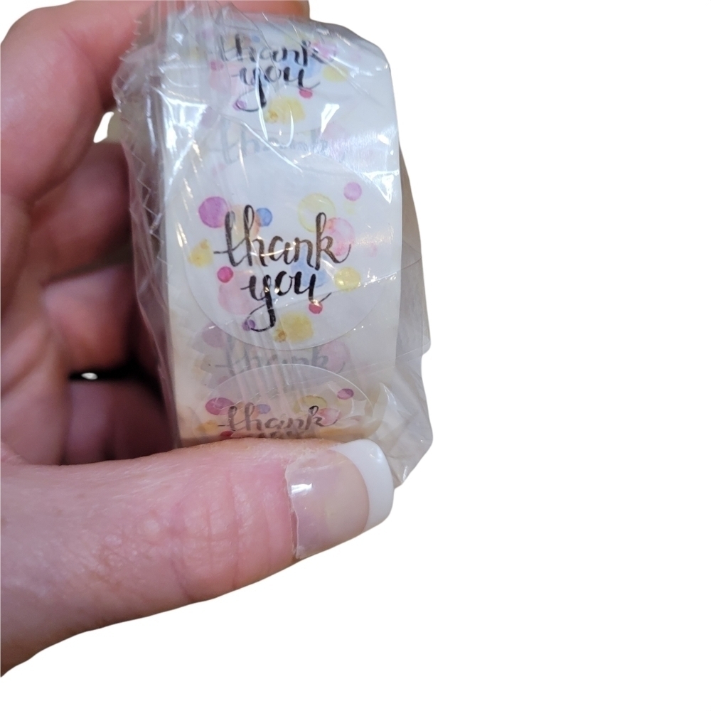 MULTI COLORED POLKA DOT THANK YOU STICKERS▪︎500 - Picture 4 of 6